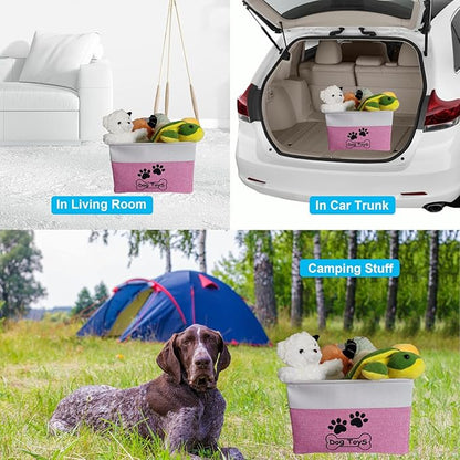 Dog Toy Basket Collapsible Dog Toy Box with Handles Foldable Dog Toy Bin for Pet Toys,Accessories