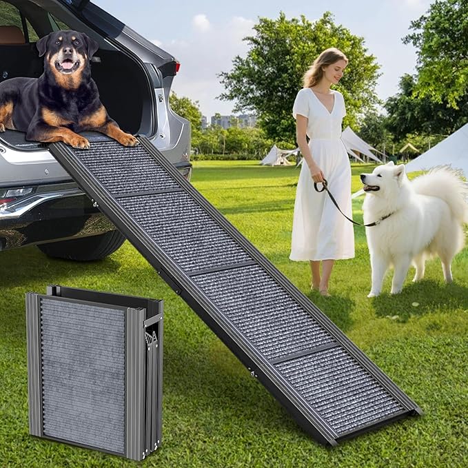Dog Ramp for Car 63" Long & 17.3" Wide Portable Dog Ramps for Large Dogs with Non-Slip Rug Surface Dog Car Ramp for SUV Car & Truck, Folding Dog Ramp Up to 250LBS