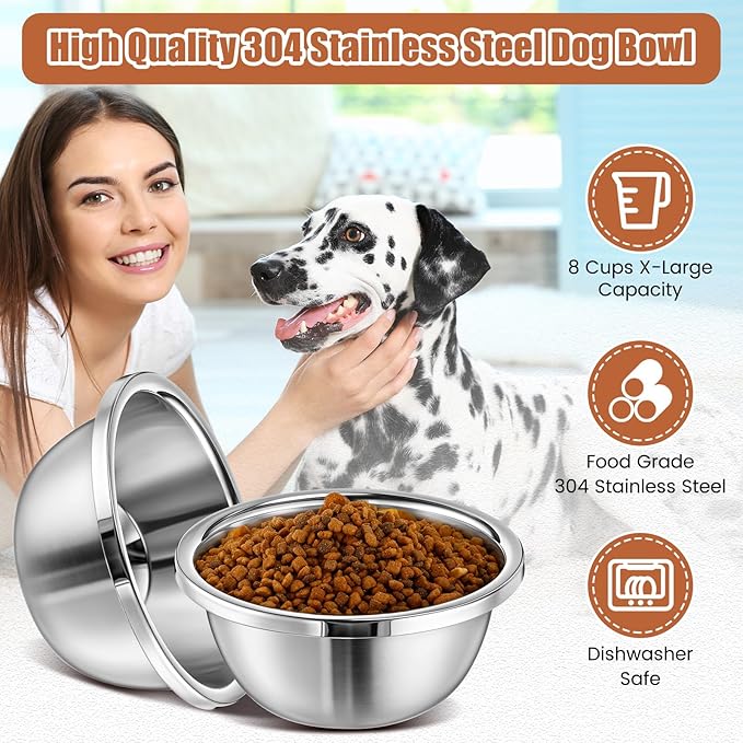 2 Set Acrylic Elevated Dog Bowls Stand 6.3" Tall Pet Acrylic Feeder Come with 2 Removable Stainless Steel Bowls for Large Dogs, Raised Durable Dog Bowl Pet Feeding Station