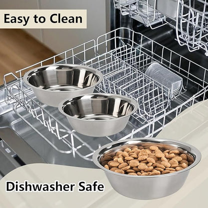kathson 2 Pack Stainless Steel Dog Bowls, Dog Water and Food Bowl Set, Metal Puppy Bowls, Pet Dishes for Small Dogs and Cats
