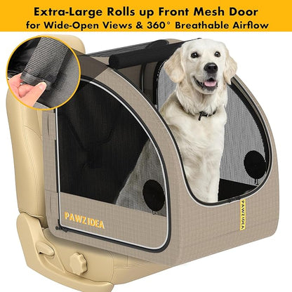 PAWZIDEA 3-in-1 Large Dog Stroller with Detachable Carrier up 100lbs, Foldable Dog Crate for Car Travel, All-Terrain Pet Stroller for 2 Medium Dogs, Jogger Wheels, Adjustable Handle, Stroage Organizer