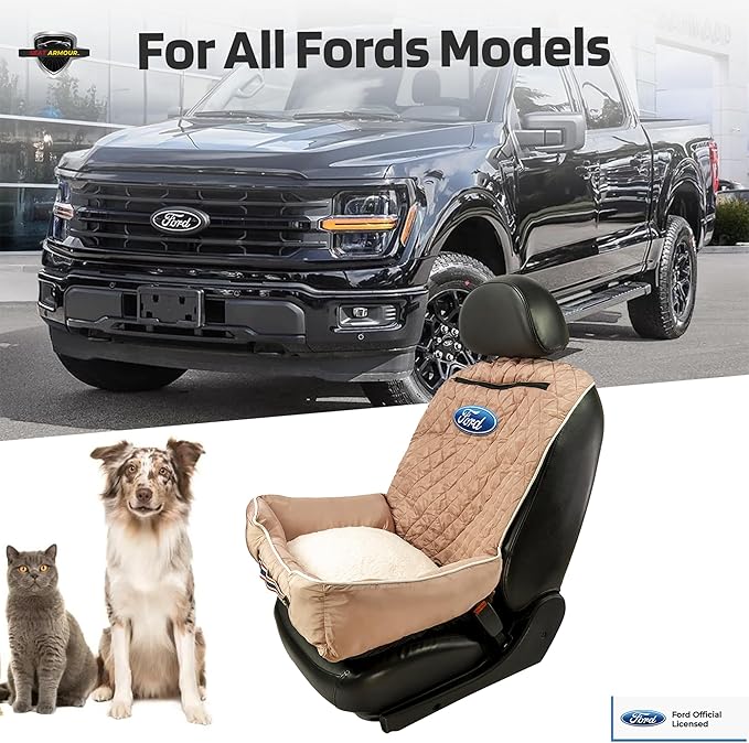 Seat Armour - PetBed2GO for Ford in TAN - Bed Cushion & Car Seat Cover - 26x20x6, 3.5 lbs