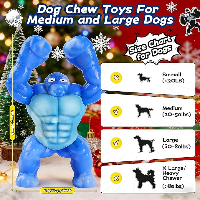 Furdog Dog Toys for Aggressive Chewers, Indestructible Chew Toys for Medium Large Breeds(20-80lb), Durable Squeaky Tough Dog Toy to Keep Them Busy (Bacon Flavor, Blue)