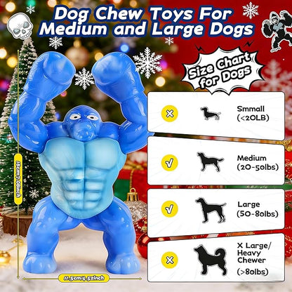 Furdog Dog Toys for Aggressive Chewers, Indestructible Chew Toys for Medium Large Breeds(20-80lb), Durable Squeaky Tough Dog Toy to Keep Them Busy (Bacon Flavor, Blue)