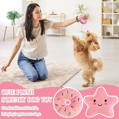 9Pack Pink Puppy Toys for Teething Treat Interactive to Keep Them Busy, Cute Soft Rubber Toy for Small Dogs, Girl Puppy EssentialsPink