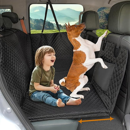 Prodigen Hard Bottom Dog Seat Cover for Back Seat, Waterproof Back Seat Extender for Dogs, Scrath-Resistant Dog Hammock for Truck/SUV/Car (54" x 30")