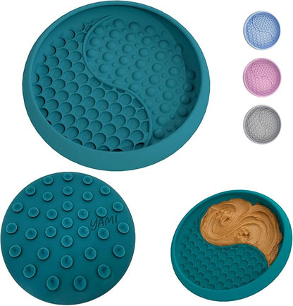 YAMI Dog Lick Bowl, Lick Mat for Dogs, Wet Food Cat Slow Feeder, Freeze Bowl, Enrichment & Puzzle Toy for Anxiety Relief, Food-Grade Silicone, Suction Cups, Dishwasher Fit, for All Breed (Dark Teal)