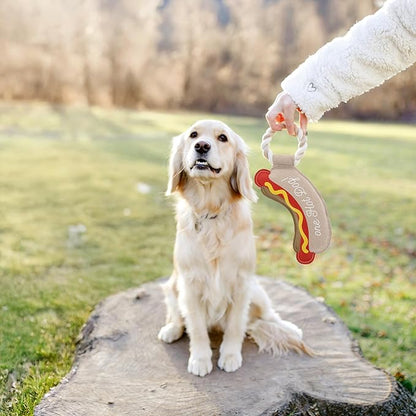 Pavilion Gift Company - Hot Dog - 12" Canvas Rope Dog Toy Chew Tug of War Hot Dog Best Friend Doggy Puppy K9 Gift