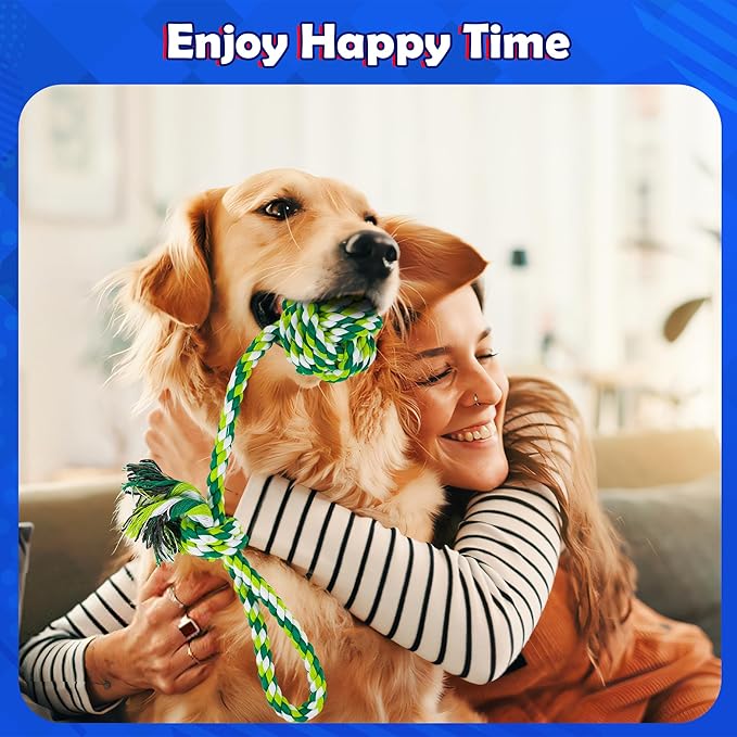 Dog Rope Toys for Large/Medium Dogs, Nearly Indestructible Dog Toys Set With Eight Legs Ball for Aggressive Chewers,Full of Attractiveness, Heavy Duty Natural Cotton Rope Chew toy, Tug Toy 9 Pack