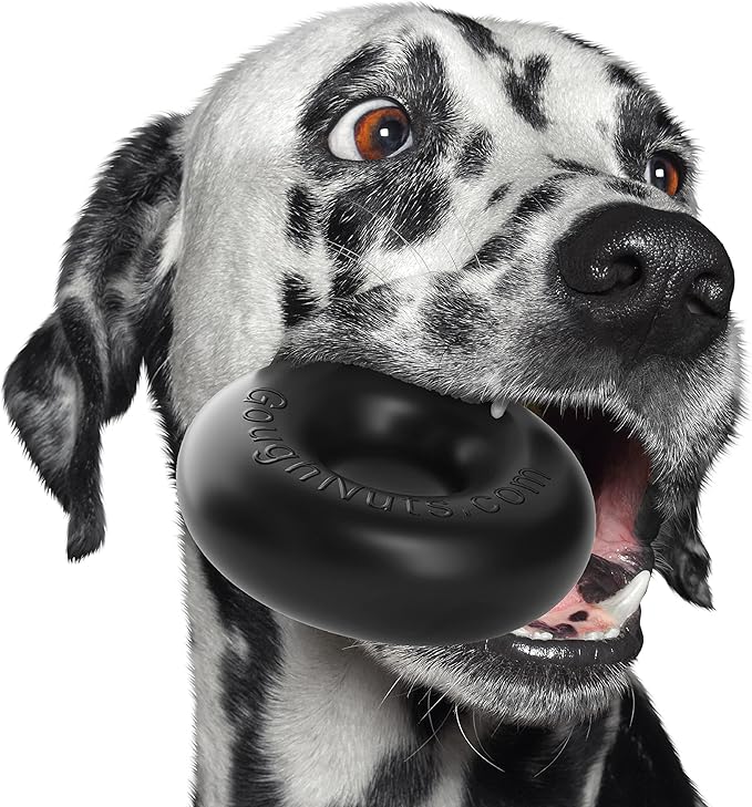 Goughnuts — Dog Toys for Aggressive Chewers | Virtually Indestructible Dog Toys for Medium Breeds Such as Pit Bulls | Heavy Duty Dog Toy | Black