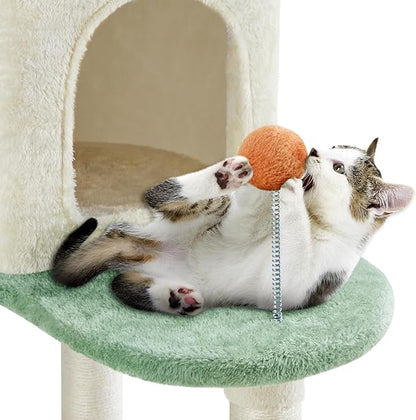 Yaheetech 57.5in Cat Tree Tower, Multi-Functional Activity Center w/Cat Paw-Shaped Platform, Scratching Posts, 2 Condos and Dangling Balls for Indoor Cats to Relax