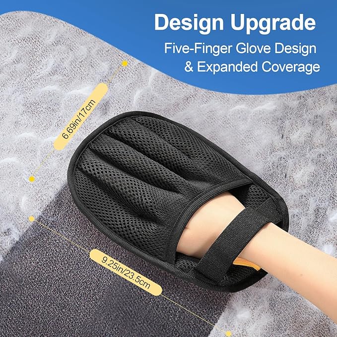 Pet Hair Removal Glove for Dogs & Cats, Enhanced Reusable 5-Finger Electrostatic Glove, Strong-Adhesion Remover for Clothing, Couch, Carpet, Car Seat & Rug(Upgraded Full-Coverage)