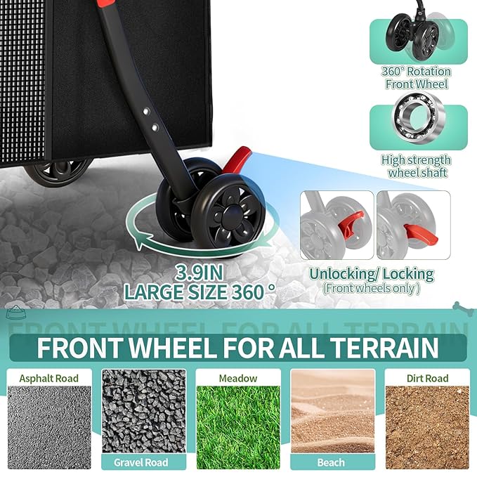 Medium Dog Stroller for Large Dogs, Pet Stroller for Medium Dogs Up to 100lbs, All-Terrain with Handle & Canopy, Storage Organizer, Waterproof Oxford Fiber Black