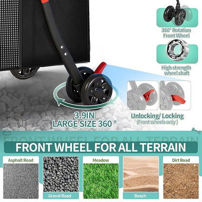 Medium Dog Stroller for Large Dogs, Pet Stroller for Medium Dogs Up to 100lbs, All-Terrain with Handle & Canopy, Storage Organizer, Waterproof Oxford Fiber Black