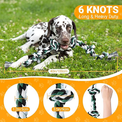Ycozy XXL 6-Knot Dog Rope Toy for Large Dogs Aggressive Chewers 40in Heavy Duty Dog Teething Chew Toy Puppy Almost Indestructible Cotton