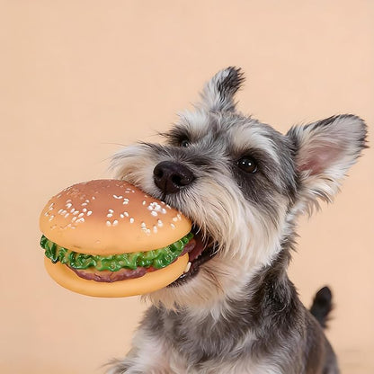 Dog Toys, Hamburger Shape Squeaky Chewing Toys Tooth Cleaning Dog Supplies, Training, Pet Supplies,Sofa Damage Prevention, Hamburger Pet Toys