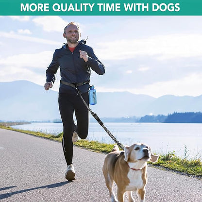 PetAmi Hands-Free Dog Leash for Walking, Running & Hiking, Heavy Duty Bungee Waist Leash with Dual Padded Handles, Adjustable Reflective Belt for Small, Medium & Large Dogs up to 150 lbs, Grey