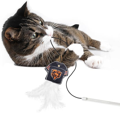 NFL Chicago Bears Team Jersey Wand with CAT NIP, Cat Toy Jersey Shaped Plush Teaser Toy for Cats & Kittens - Interactive Pet Toy for Play & Exercise