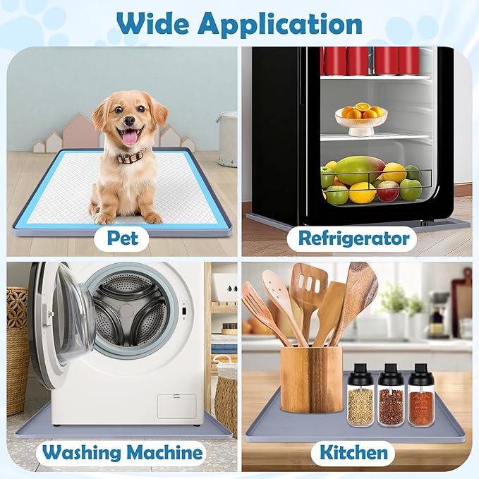 Dog Pee Pad Holder, Dog Potty Tray Silicone Puppy Pad Holder Tray Fits for 27" x 27" Training Pads, Puppy Potty Tray with 4 Clamps No Spill Raised Lip High Edge for Floor Protection (Dark Grey)