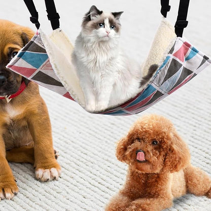 Uonlytech Warm Cat Hammock Hanging Bed with Fleece Lining Large Colorful Triangle Cat Sleeping Mat Pet Cage Nest