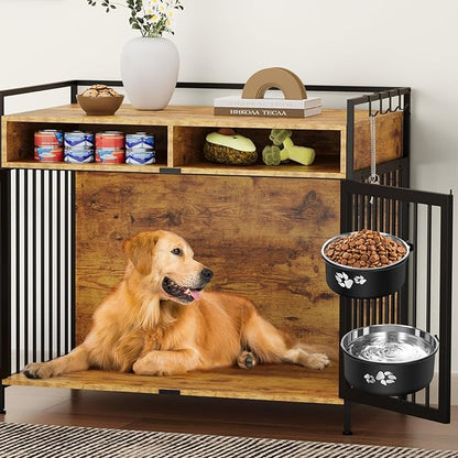 2-in-1 Dog Crate Water Bowl Hanging,2 Pack Stainless Steel Water Food Bowl No Spill for Crate Cage,Kennel Bowls Mountable Dog Dish Feeder Coop Cup with Non-Slip Base for Dogs Cats Bunny Ferret Bird