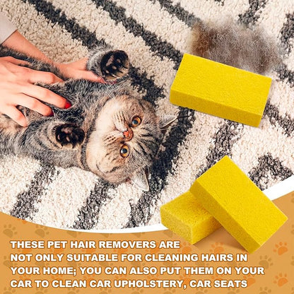 2 Pack Pet Hair Remover Sponge Cat and Dog Hair Sponge Rubber Pet Fur Lifter Removal Tool, Remove from Furniture, Carpet, Bedding, Clothing, 6.26 x 3.28 x 1.89 Inch (Yellow)