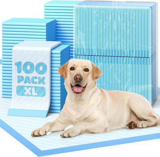 Puppy Pads - Super Absorbent & Spill-Proof Pee Pads for Dogs with 6-Layer Material, Quick-Dry Potty Pads for Floors, Furniture, Vehicle, 34" × 28", 100 Packs