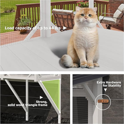 Catio Outdoor Cat Enclosure - Cat Window Perch for Sunbathing, Napping, Overlooking, Napping & Nature Viewing, Window Hammock – Safe & Serene Outdoor Enjoyment (Window Catio, Whie)