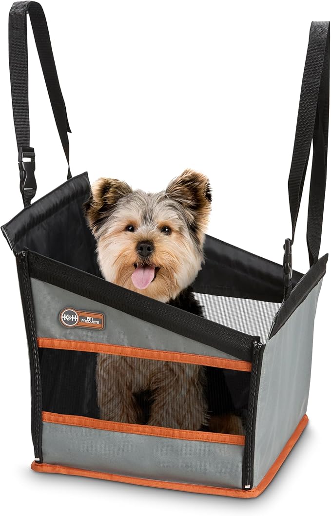 K&H Pet Products Buckle N Go Dog Car Seat for Small Dogs, Waterproof Fabric, Breathable Mesh Sides, Adjustable Seat Belt Leash, Carseat for Small Pets, Car Seat Carrier - XS 16 X 14 X 14in
