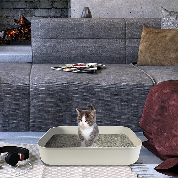 Small Litter Box, Plastic Kitten Litter Box, 13.9 x 9.8 x 3 Inch Open Litter Box for Small Pet, Easy to Clean (Pink 4PCS)