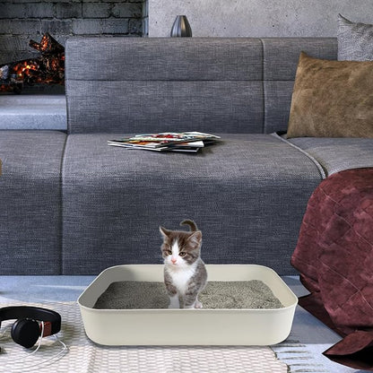 Small Litter Box, Plastic Kitten Litter Box, 13.9 x 9.8 x 3 Inch Open Litter Box for Small Pet, Easy to Clean (Pink 4PCS)