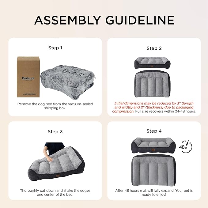 Bedsure SupportMax™ XL Orthopedic Dog Beds Large Sized Dog - As Seen on TV Extra Thick Supportive Dogs Couch with Waterproof Washable Cover, Extra Large Pet Bed Sofa with Soft Sherpa, Blue