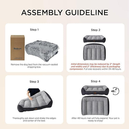 Bedsure SupportMax™ XL Orthopedic Dog Beds Large Sized Dog - As Seen on TV Extra Thick Supportive Dogs Couch with Waterproof Washable Cover, Extra Large Comfort Pet Sofa with Soft Sherpa, Grey, 42"