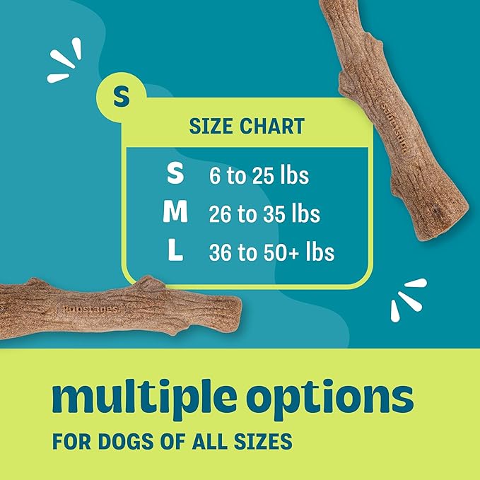 Pupstages Dogwood Dog Chew Toy – Real-Wood Blend, Natural Flavor & Texture, Moderate Chewers, Small, 5.4"
