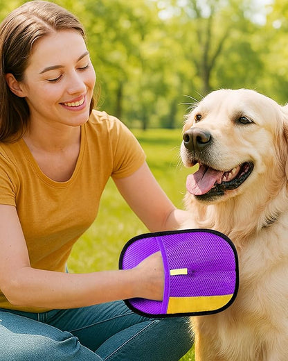 2026 Thickened Electrostatic Pet Hair Removal Gloves (2 Pcs) - Reusable Strong Grooming Gloves for Cats & Dogs, Hair Remover Gloves for Couch, Furniture, Carpet, Car Seats & Clothing Purple