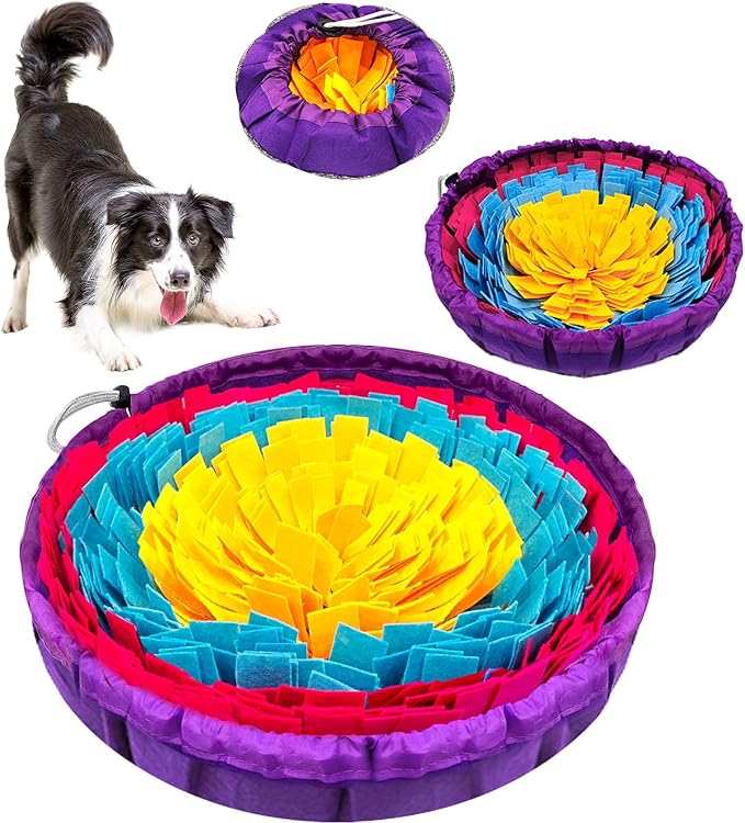 Snuffle Mat for Dogs 19"x19", Adjustable Dog Slow Feeder Bowl, Interactive Dog Enrichment Puzzle Toys, Foraging Sniff Treat Mat Mental Stimulation for Puppy Small Medium Large Breed Dogs Cats