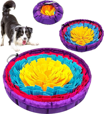 Snuffle Mat for Dogs 19"x19", Adjustable Dog Slow Feeder Bowl, Interactive Dog Enrichment Puzzle Toys, Foraging Sniff Treat Mat Mental Stimulation for Puppy Small Medium Large Breed Dogs Cats