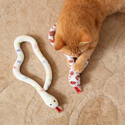 Andiker 2PCS Snake Cat Toys, 23.6 Inches Long Realistic Snake Shape Cat Plush Toys with Bite-Resistant Fabric Interactive Cats Toy for Indoor Cats to Bite Chew Keep Teeth Clean (Colourful & Brown)