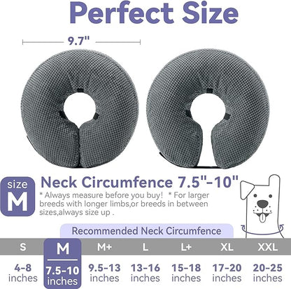 Soft Inflatable Dog Cone Alternative - Neck Donut E Collar for Large, Medium, Small Dogs & Cats - Post Surgery Recovery Collar to Stop Licking - Grey