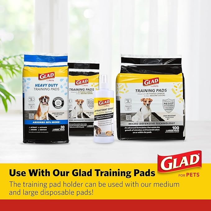 Glad for Pets Puppy Potty Training Pad Holder for Disposable Pads - Puppy Potty Tray, Dog Potty Training Tools for Indoor Pee Pad Station, Potty for Dogs - Fits 23" x 23" or 17.5" x 23.5" Pads