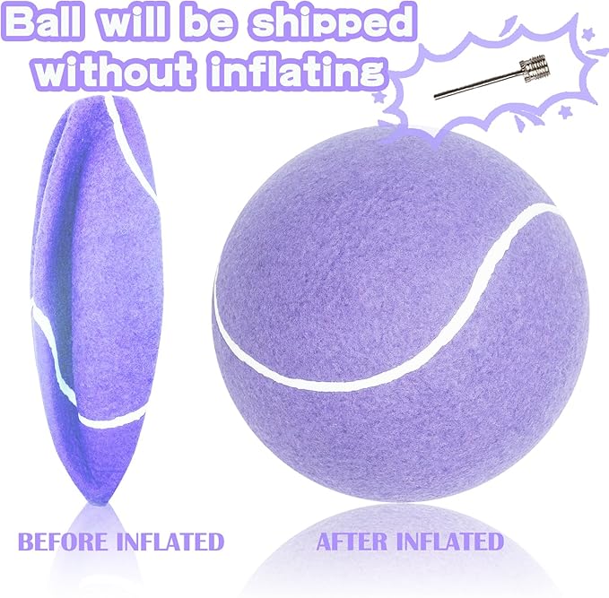 Big Tennis Ball for Dogs, Giant Dog Tennis Ball Toy Large Outdoor Sports Gift for Small Medium Large Dog (Light Purple, 9.5 inch)