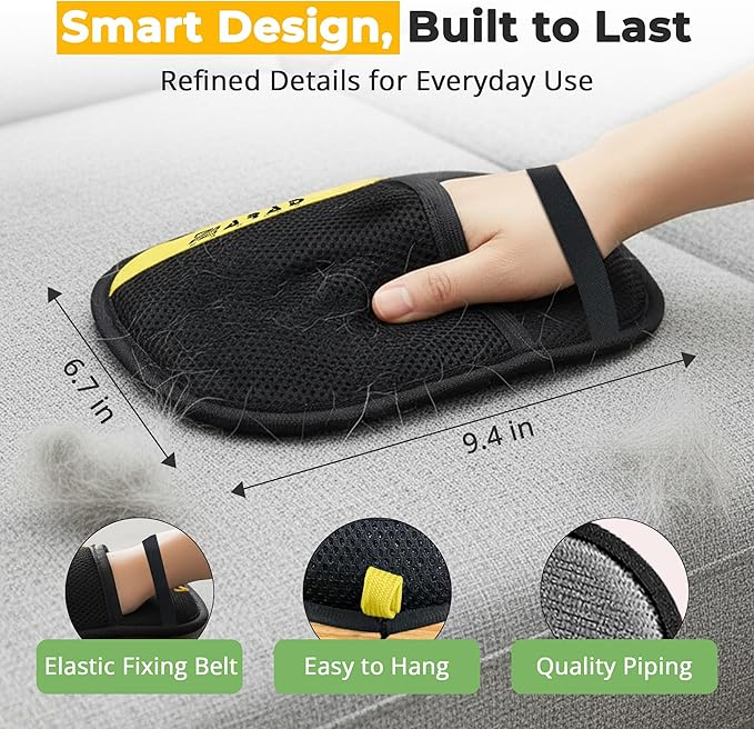 electrostatic pet Hair Removal Glove, Reusable the Magic Brush pet Hair Remover, 2-Piece pet Glove Set for Furniture, Clothing, Car Seats, Reusable 2-in-1 Design, 2PCs