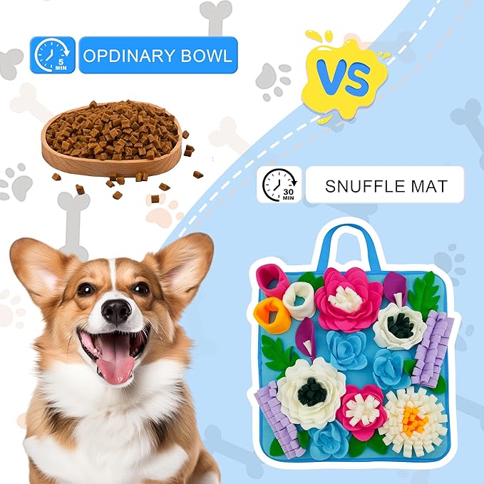Snuffle Mat for Dogs Sniffing Feeding Mat for Small and Medium Breed Dogs and Cats Non-Slip/Portable/Durable Interactive Puzzle Pet Puppies Toys Encourages Natural Foraging Skills