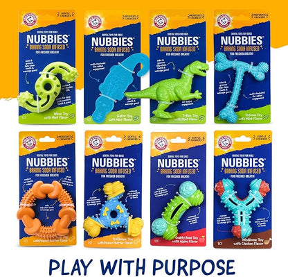 ARM & HAMMER for Pets Nubbies Wishbone Dog Dental Toy| Best Dog Chew Toy for Moderate Chewers | Dog Dental Toy Helps Reduce Plaque & Tartar | Chicken Flavor Baking Soda (Pack of 24)