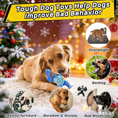 Furdog Dog Toys for Aggressive Chewers, Indestructible Chew Toys for Medium Large Breeds(20-80lb), Durable Squeaky Tough Dog Toy to Keep Them Busy (Bacon Flavor, Blue)