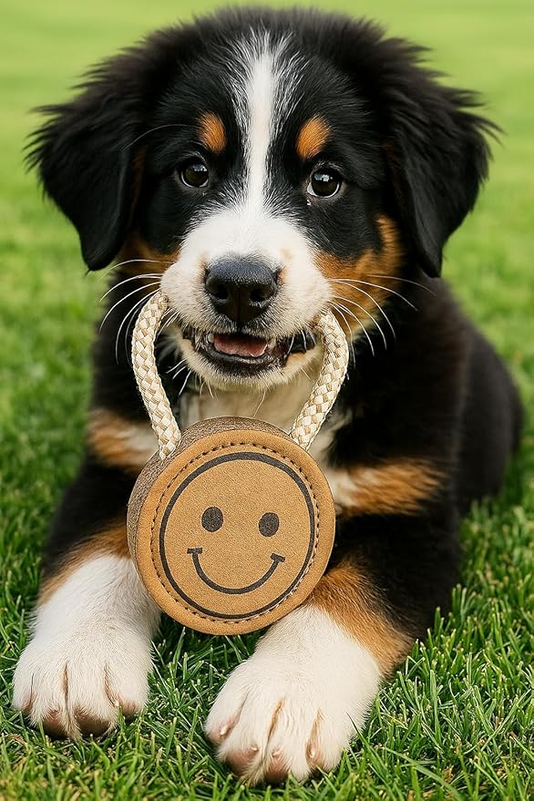 Natural Jute Dog Chew Toy – Smiley Shape, Tough & Durable Puppy Teething Toy, Safe Eco-Friendly Chew, Interactive Training & Play Toy for Small, Medium & Large Dogs