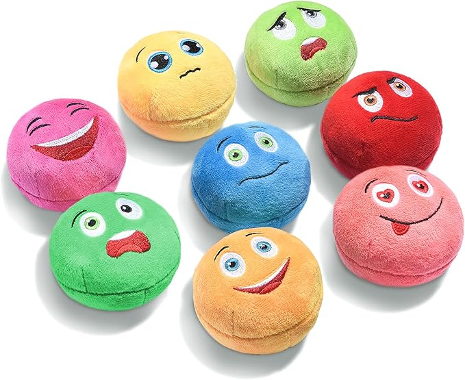 Squeaky Dog Toys, Stuffed Plush Puppy Toy Balls to Keep Them Busy, (8 Pack) Interactive Funny Pet Ball with Squeaker for Puppies Small Breed Medium Dogs