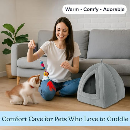 PETMAKER Indoor Cat House with Removable Foam Cushion for Cats, Kittens, Small Dogs & Small Pets, Plush Pet Bed Crate Tent Hideaway with Cozy Soft Interior, Small Animal Sleep & Rest Space