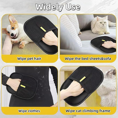2PCS Pet Hair Removal Glove, Reusable Grooming Gloves for Pet Hair, Washable Cat & Dog Hair Remover for Couch, Furniture, Clothing, Carpet, Car Seats, Bed Sheet