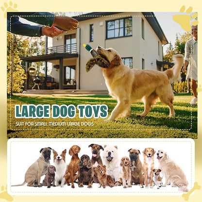 Large Squeaky Dog Toys, Tough Plush Squeaky Duck Dog Toy with 3 Sounds to Keep Them Busy, Interactive Filled Chew Toys for Small Medium and Large Dogs
